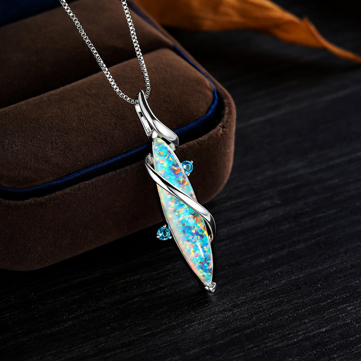 Olivenorma Special Horse Eye White Opal Pendant Necklace