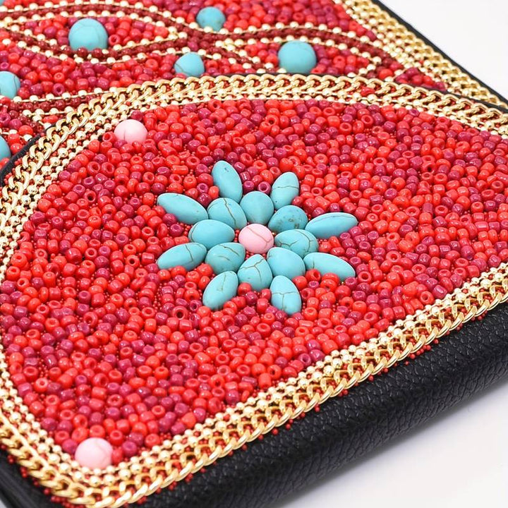 Olivenorma Bohemian Beaded Flower Mobile Phone Bag