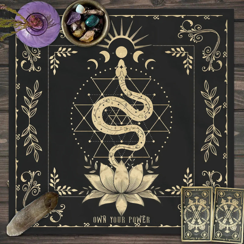 Olivenorma Moon Phases Floral Tarot Tablecloth