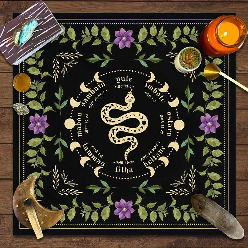 Olivenorma Moon Phases Floral Tarot Tablecloth
