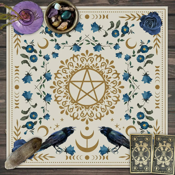 Olivenorma Moon Phases Floral Tarot Tablecloth