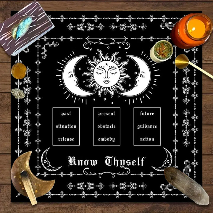 Olivenorma Moon Phases Floral Tarot Tablecloth
