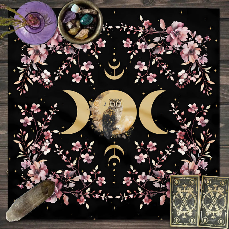 Olivenorma Moon Phases Floral Tarot Tablecloth