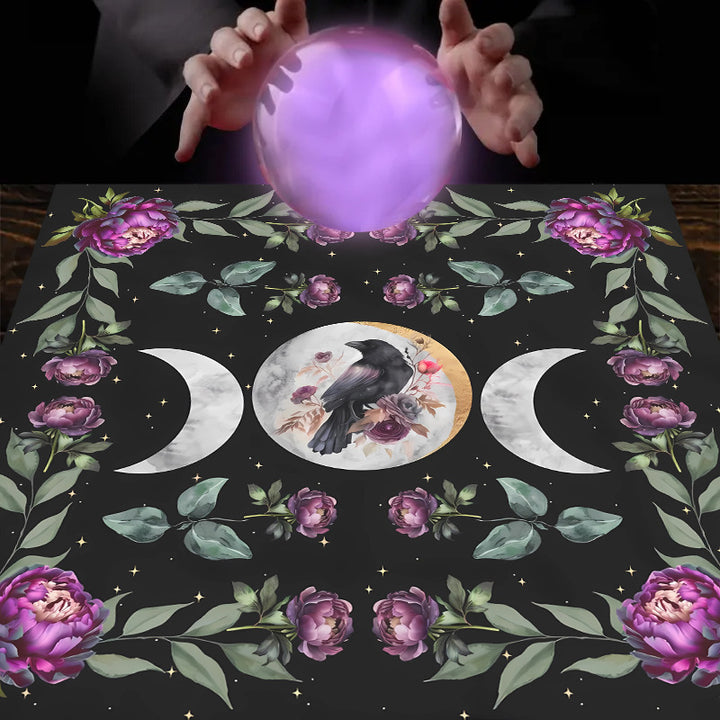 Olivenorma Moon Phases Floral Tarot Tablecloth