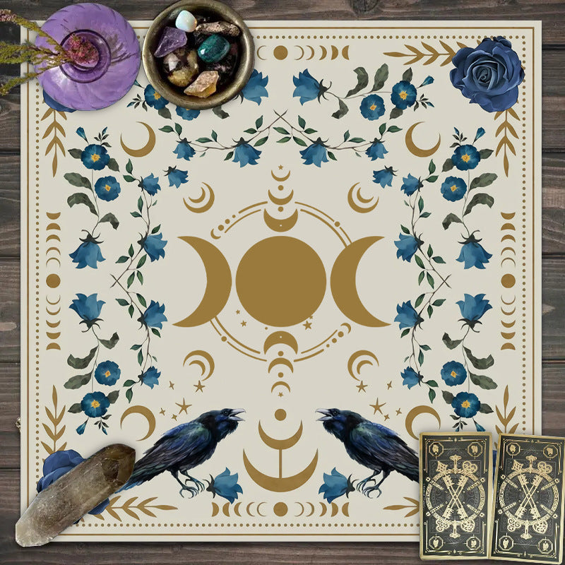 Olivenorma Moon Phases Floral Tarot Tablecloth