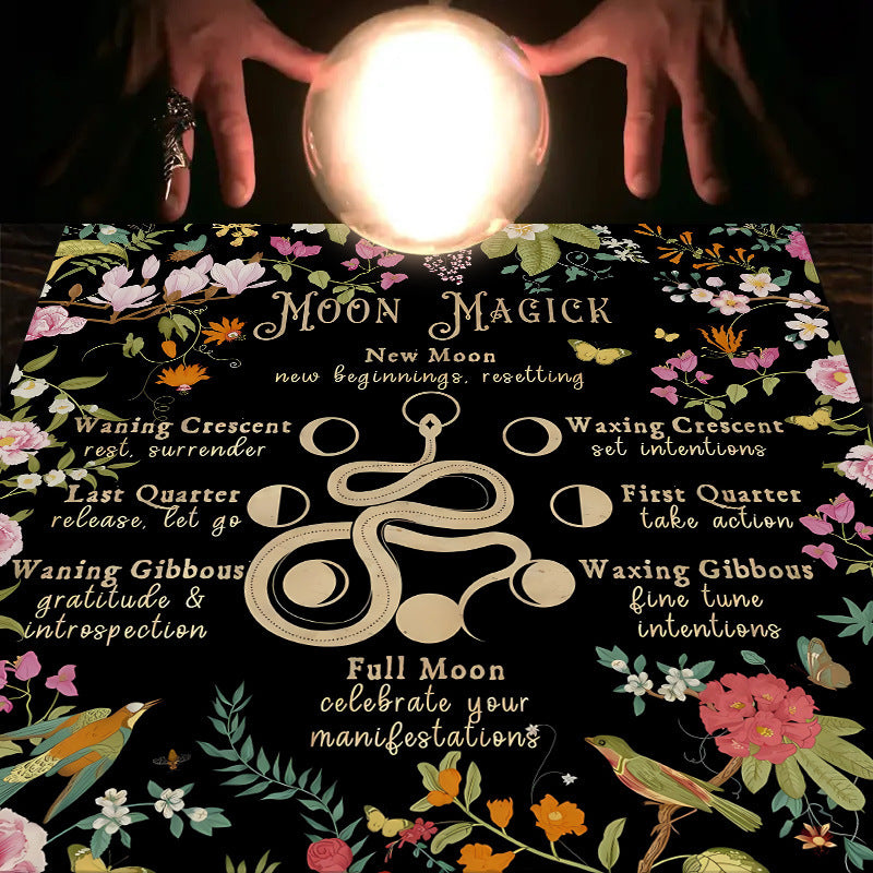 Olivenorma Moon Phases Floral Tarot Tablecloth