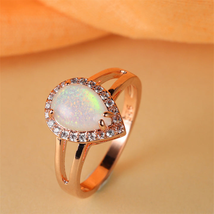 Olivenorma Water Drop Shaped Opal Light Luxury Ring