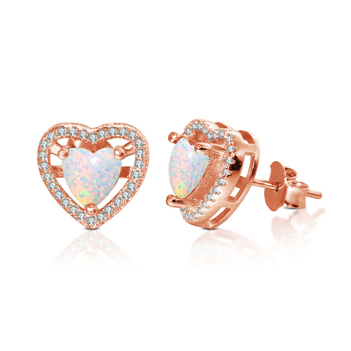 Olivenorma Heart Shape Opal White Zircon Earrings