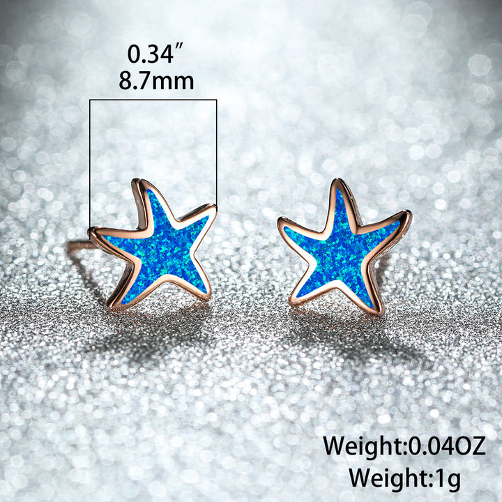 Olivenorma Blue Opal Starfish Earrings