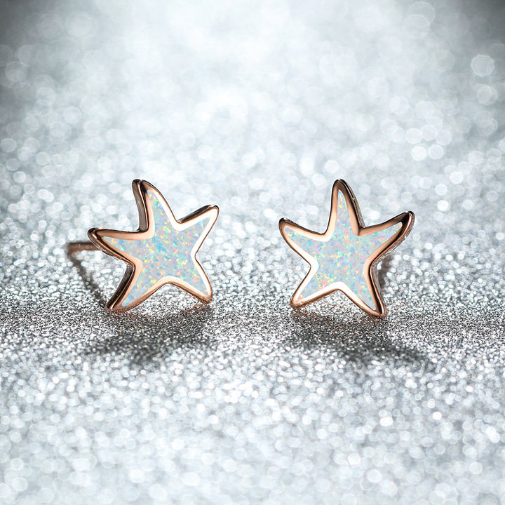 Olivenorma Blue Opal Starfish Earrings