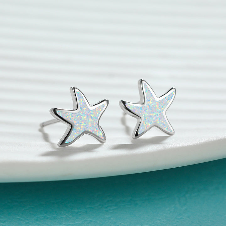 Olivenorma Blue Opal Starfish Earrings