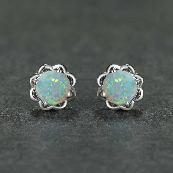 Olivenorma Four Claw Opal Luxury Earrings - White Opal - image 6
