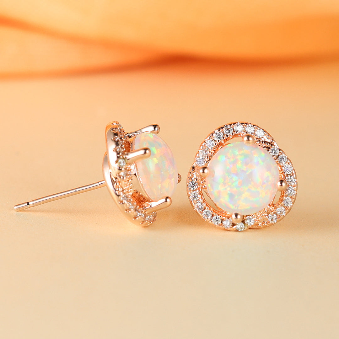 Olivenorma Opal White Zircon Clover Light Luxury Earrings