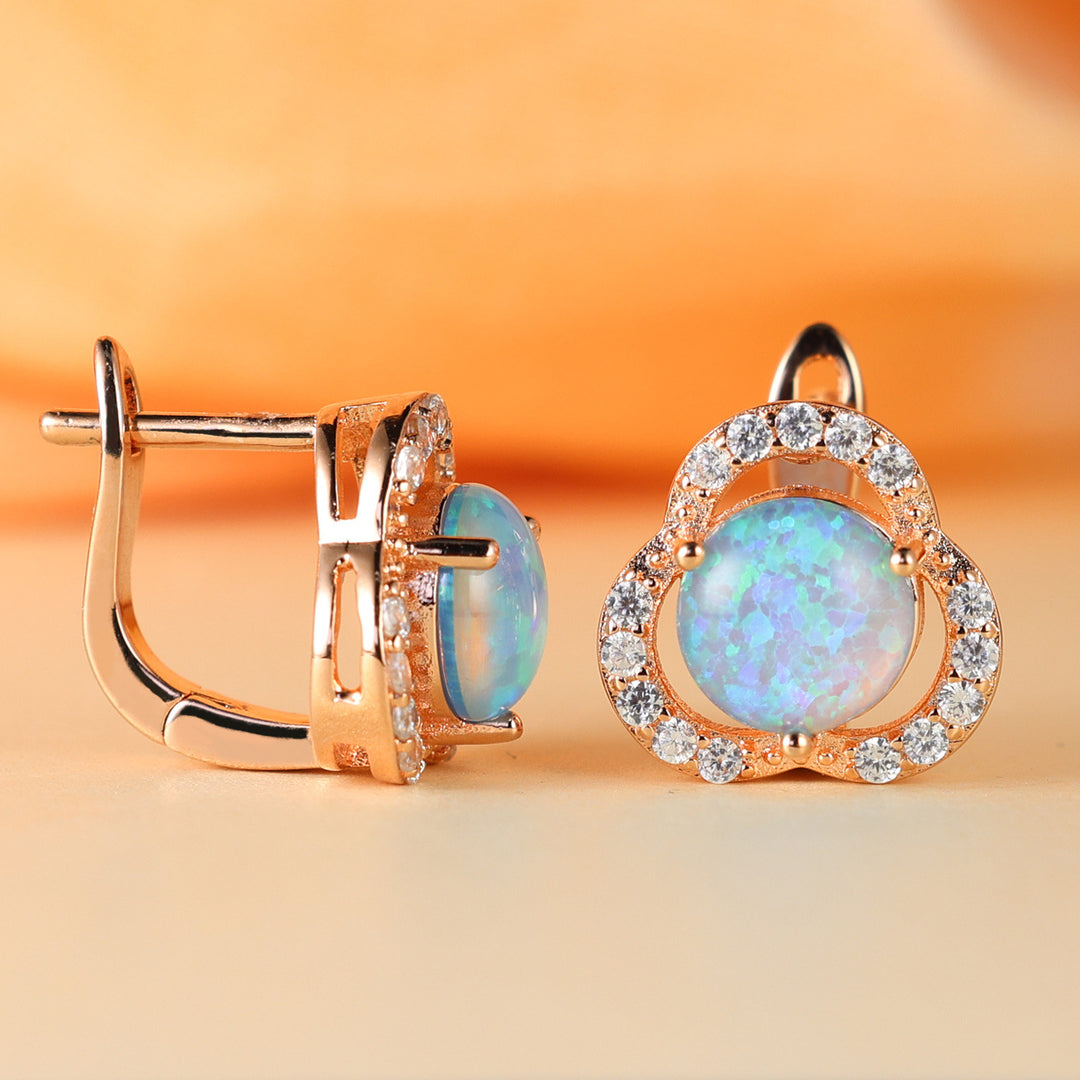 Olivenorma Opal White Zircon Clover Light Luxury Earrings