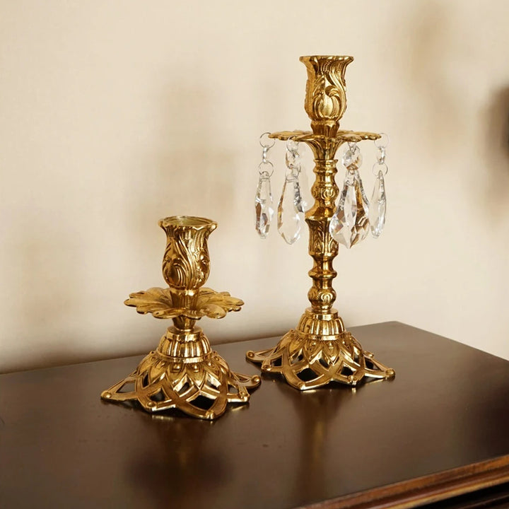 Olivenorma Retro Home Dining Table Wedding Brass Candle Holder