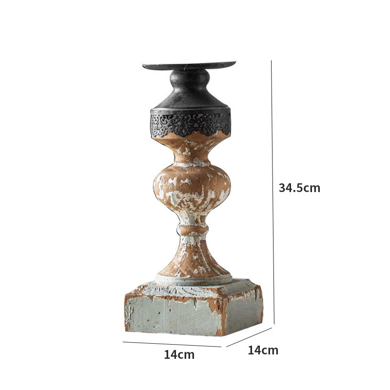 Olivenorma Distressed Wooden Wax Table Decoration Candle Holder