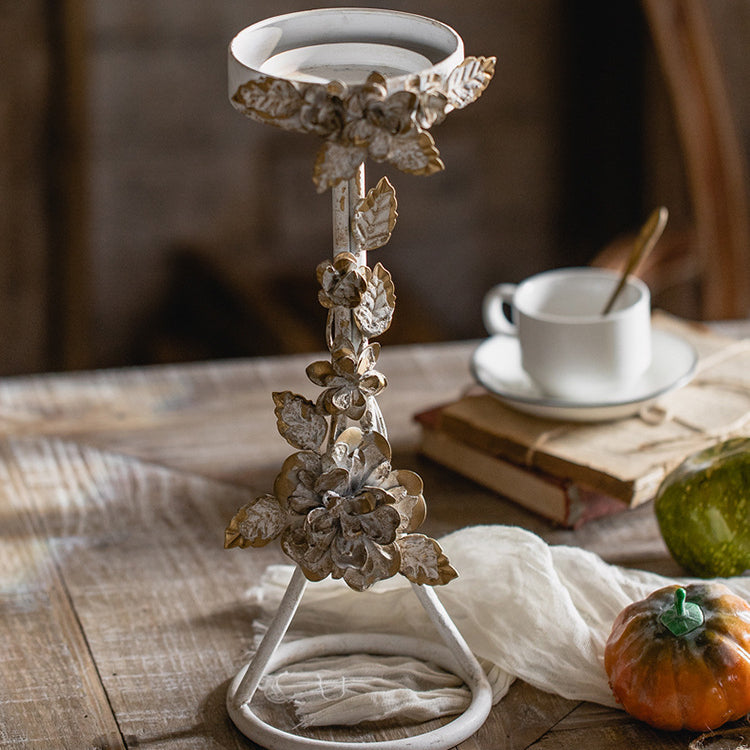 Olivenorma Retro Iron Antique Flower Decorative Candle Holder