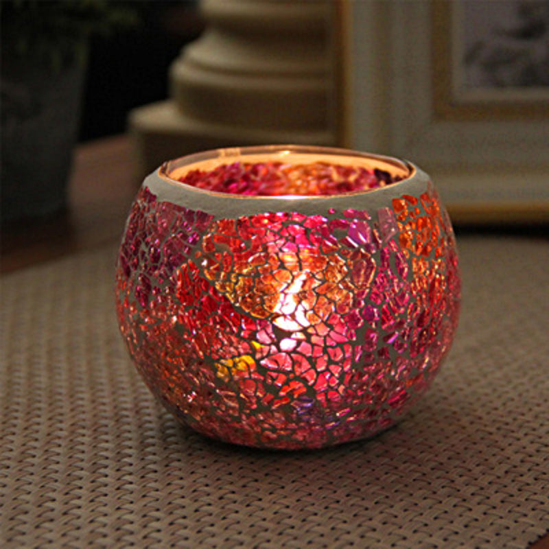 Olivenorma European Retro Glass Mosaic Candle Holder