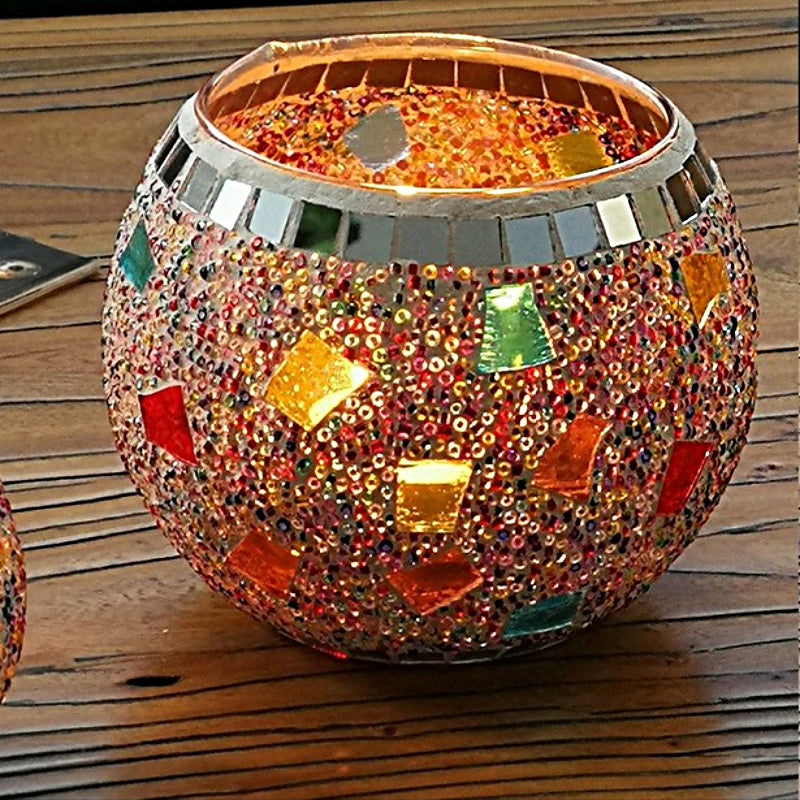 Olivenorma European Retro Glass Mosaic Candle Holder