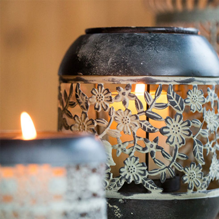 Olivenorma Distressed Iron Hollow Lantern Candle Holder