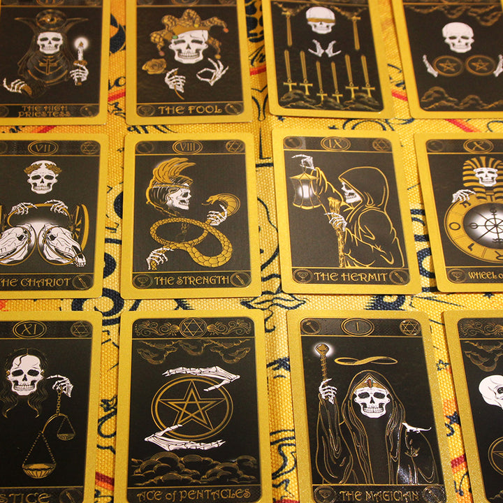 Olivenorma Skull Pattern Black Gold PVC Waterproof Tarot Card