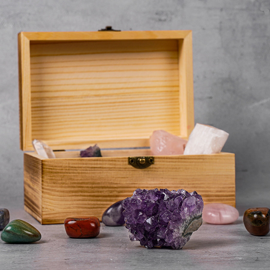 Olivenorma 11 Types Of Natural Stone Wooden Boxes Crystal Set – us ...