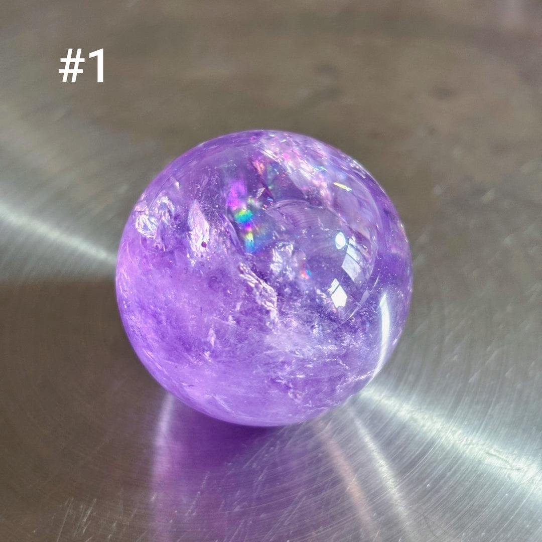 Olivenorma Natural High Frequency Clear Crystal Polished Crystal Ball - Amethyst#35-45mm(Send randomly) - image 6