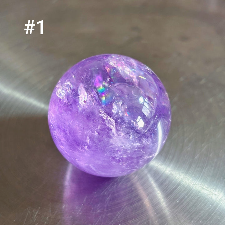 Olivenorma Natural High Frequency Clear Crystal Polished Crystal Ball - Amethyst#35-45mm(Send randomly) - image 6