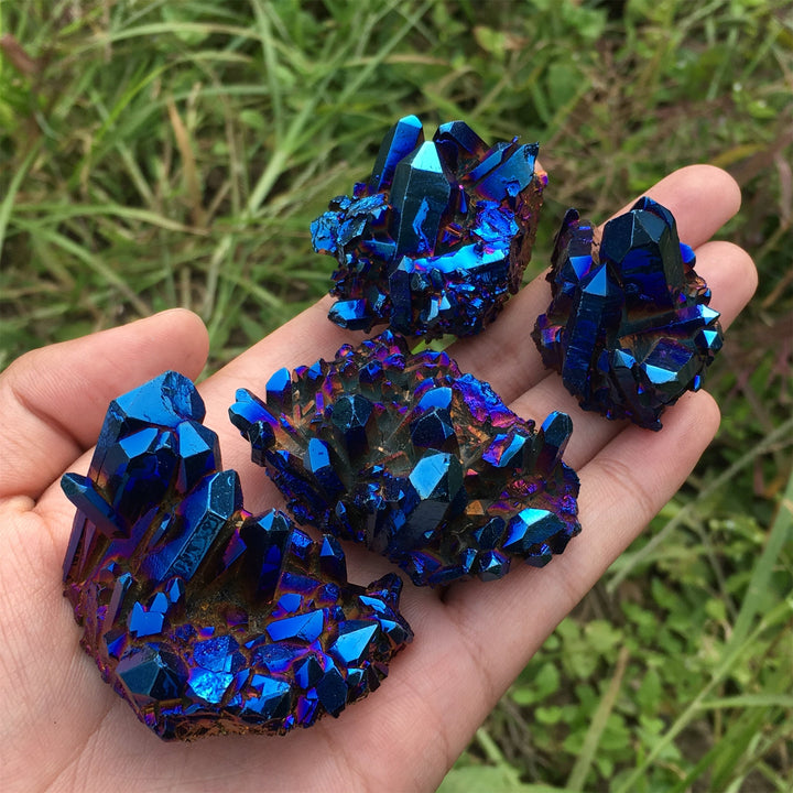 Olivenorma Natural Titanium Aura Quartz Crystal Cluster Gemstone Decoration - image 4