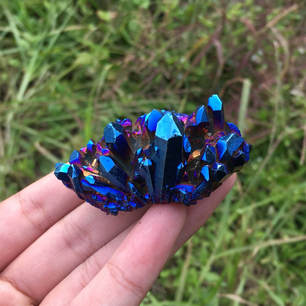 Olivenorma Natural Titanium Aura Quartz Crystal Cluster Gemstone Decoration - image 1