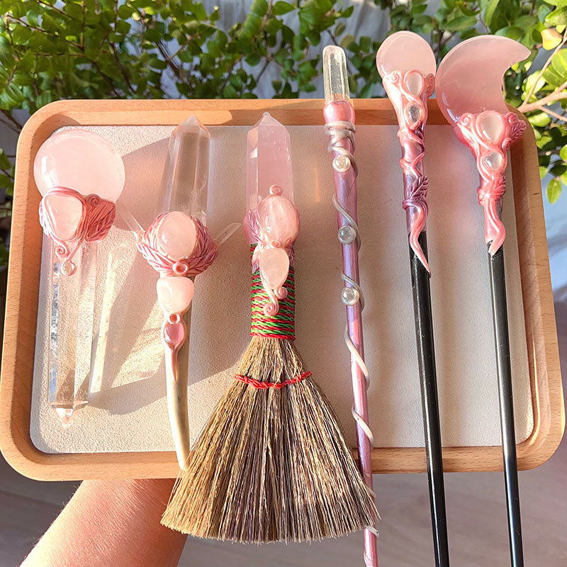 Olivenorma Natural Rose Quartz Magic Wand Ornaments Crystal Wands