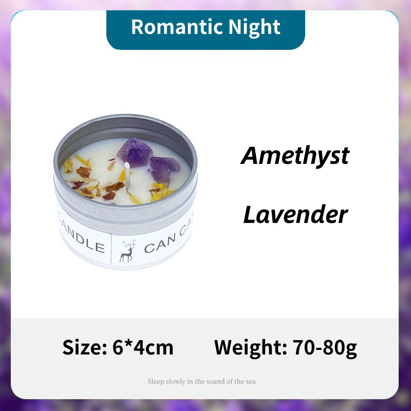 Olivenorma Tin Can Candle Dried Flowers Crystal Aromatherapy