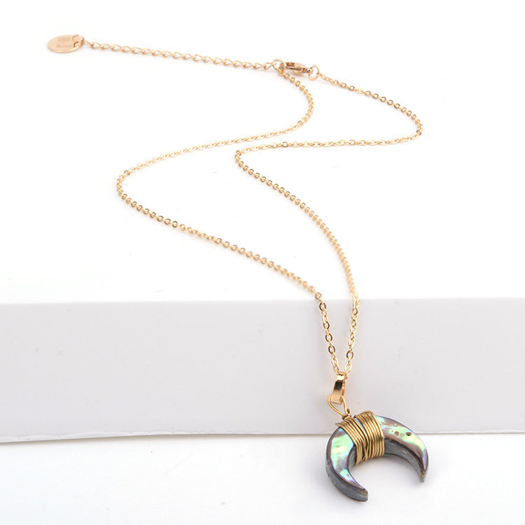 Olivenorma Gemstone Crescent Moon Necklace - image 7