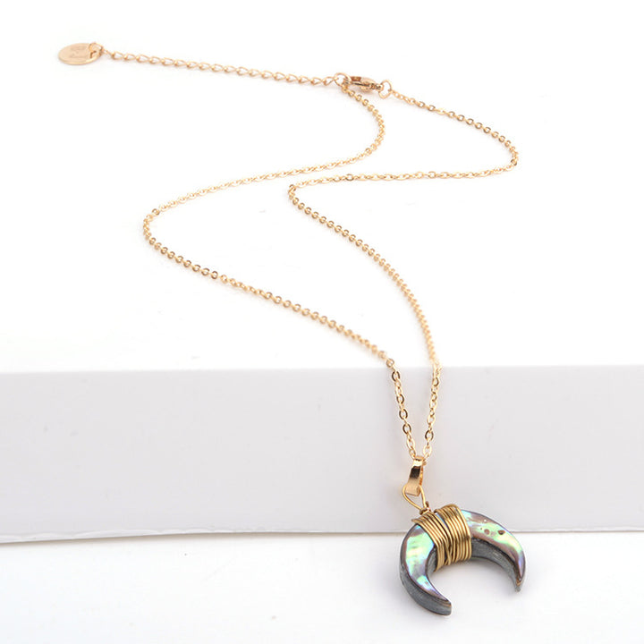 Olivenorma Gemstone Crescent Moon Necklace - image 7