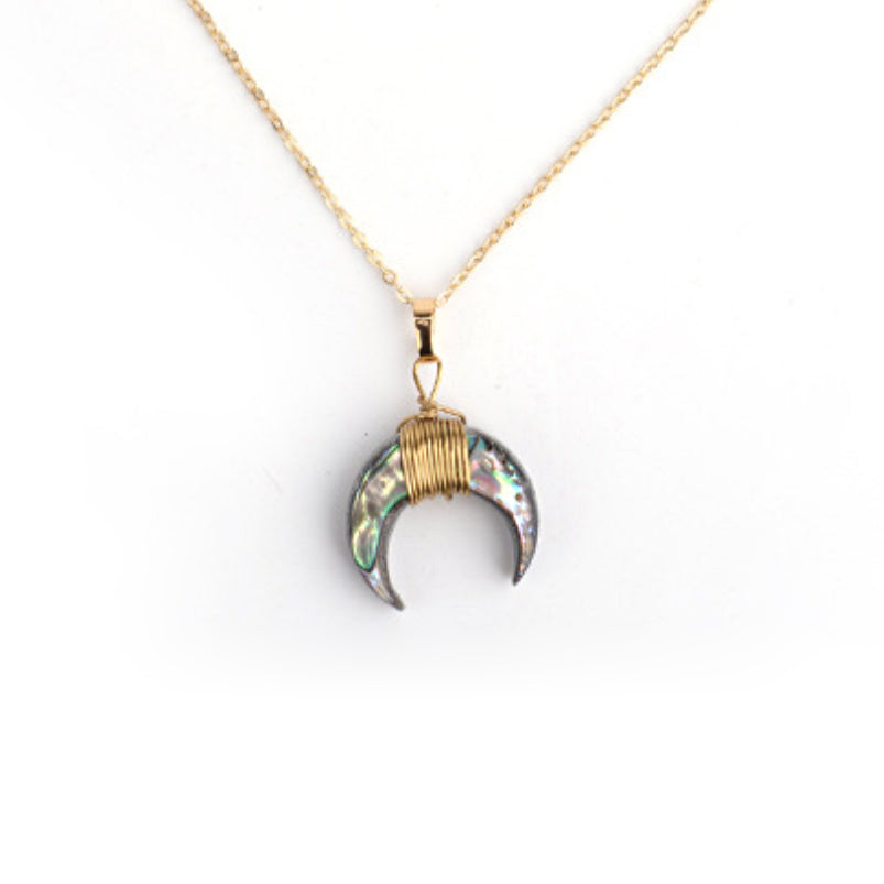 Olivenorma Gemstone Crescent Moon Necklace - Labradorite - image 0