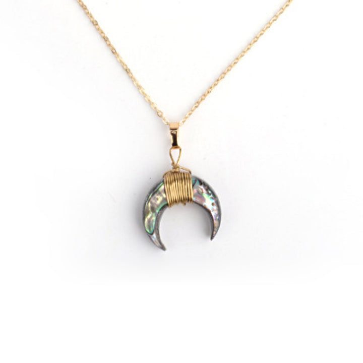 Olivenorma Gemstone Crescent Moon Necklace - Labradorite - image 0