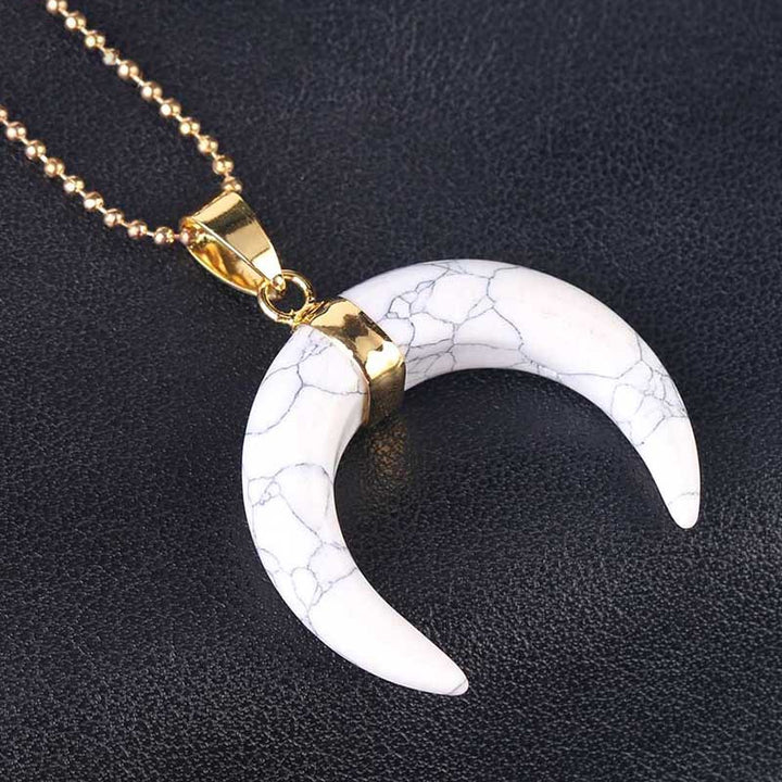 Olivenorma Gemstone Crescent Moon Necklace - White Turquoise - image 23