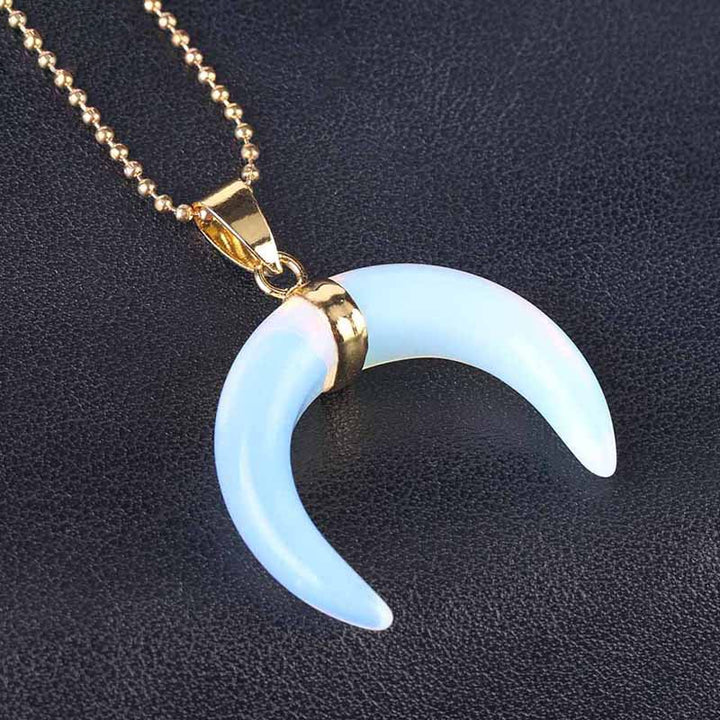 Olivenorma Gemstone Crescent Moon Necklace - Opalite - image 26