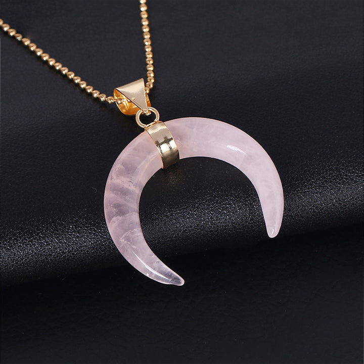 Olivenorma Gemstone Crescent Moon Necklace