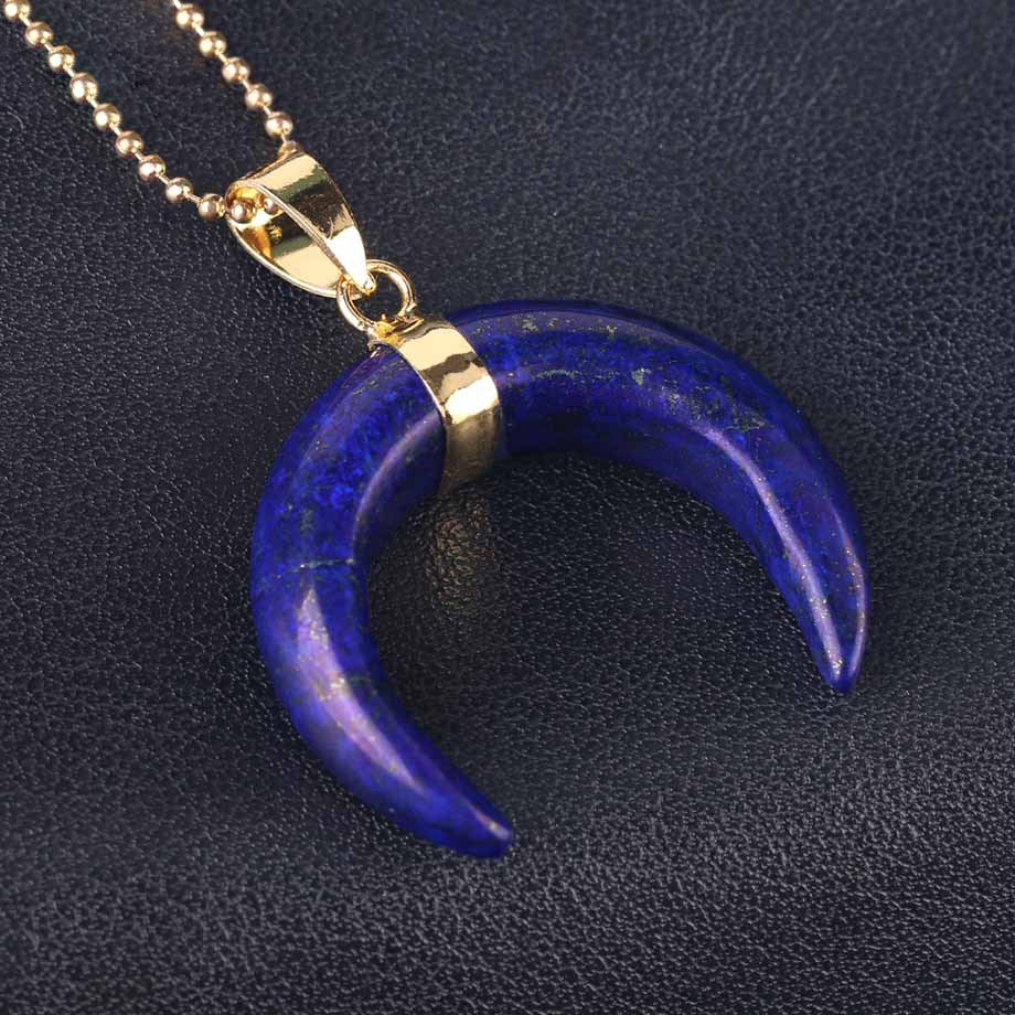 Olivenorma Gemstone Crescent Moon Necklace - Lapis Lazuli - image 34
