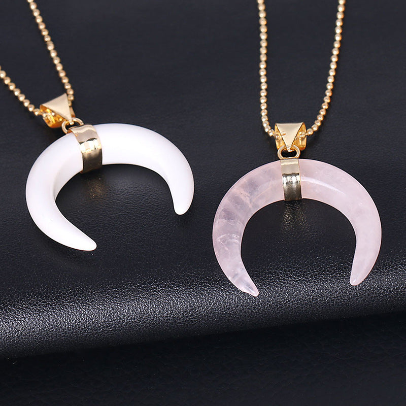 Olivenorma Gemstone Crescent Moon Necklace - image 41