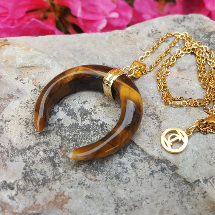 Olivenorma Gemstone Crescent Moon Necklace - image 21