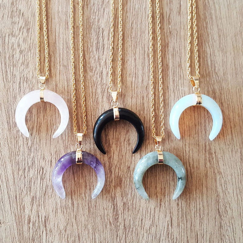 Olivenorma Gemstone Crescent Moon Necklace - image 40
