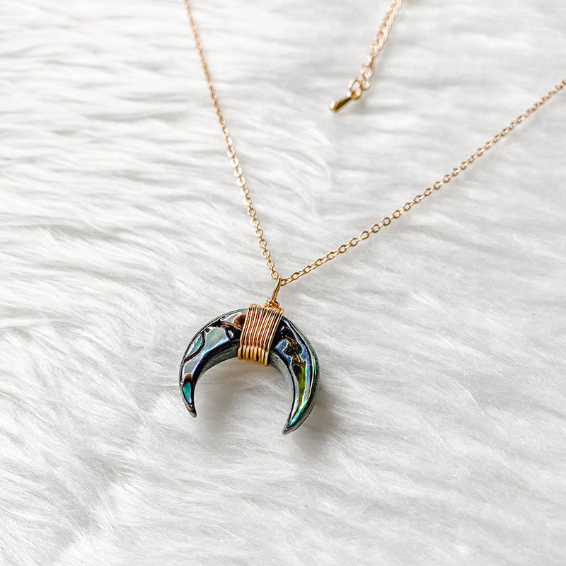 Olivenorma Gemstone Crescent Moon Necklace - image 5