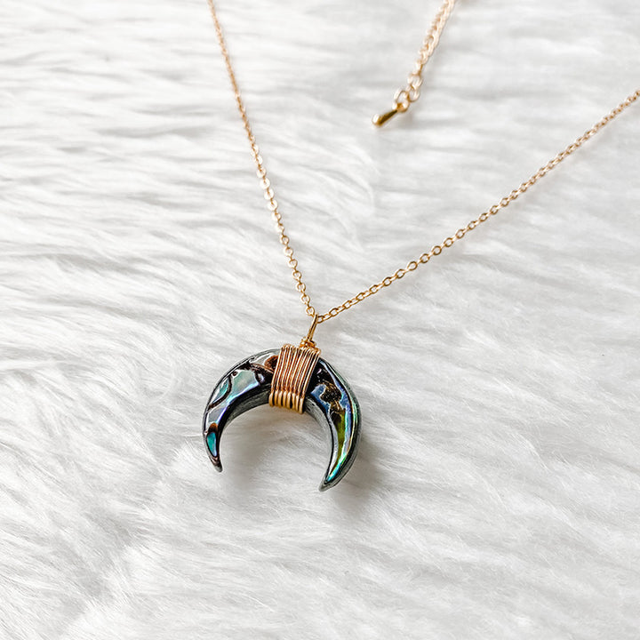 Olivenorma Gemstone Crescent Moon Necklace - image 5