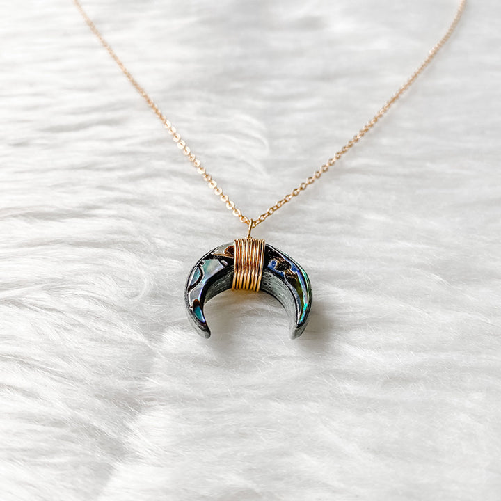 Olivenorma Gemstone Crescent Moon Necklace