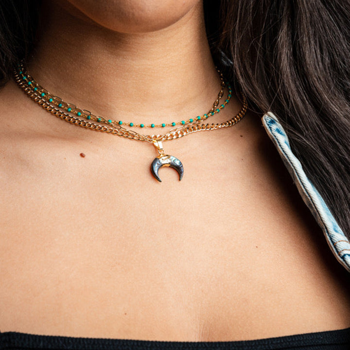 Olivenorma Gemstone Crescent Moon Necklace - image 3