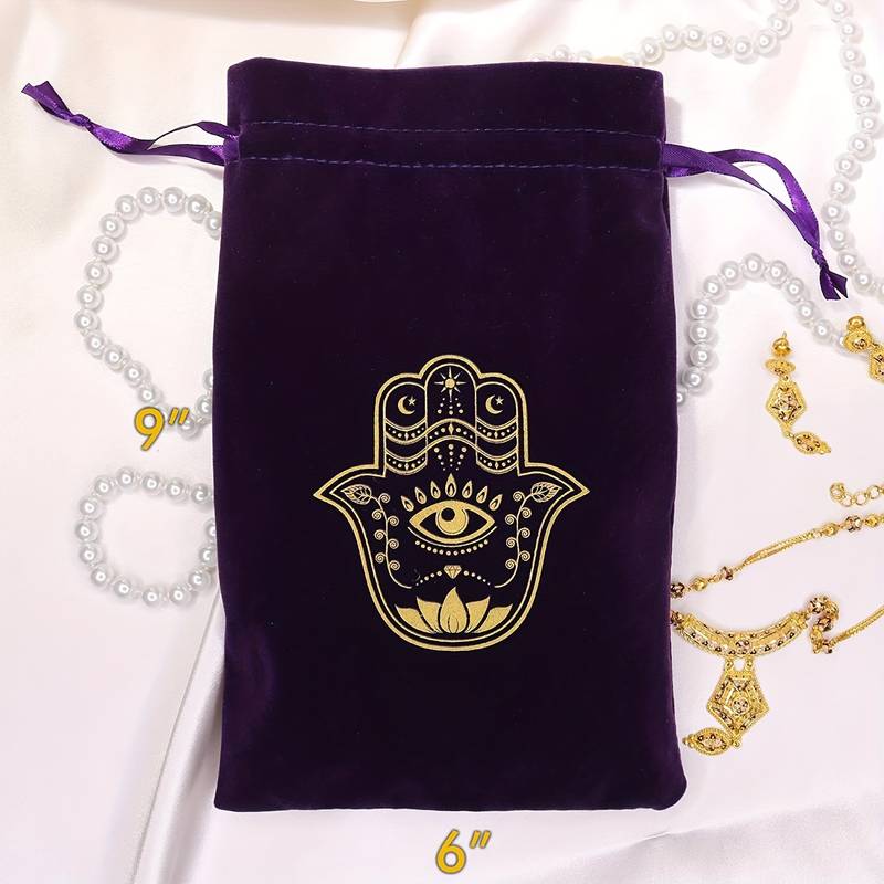 Olivenorma Hamsa Hand Velvet Jewelry Pouch Gift Bag