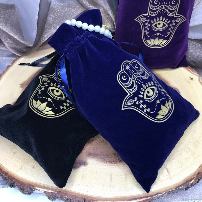 Olivenorma Hamsa Hand Velvet Jewelry Pouch Gift Bag