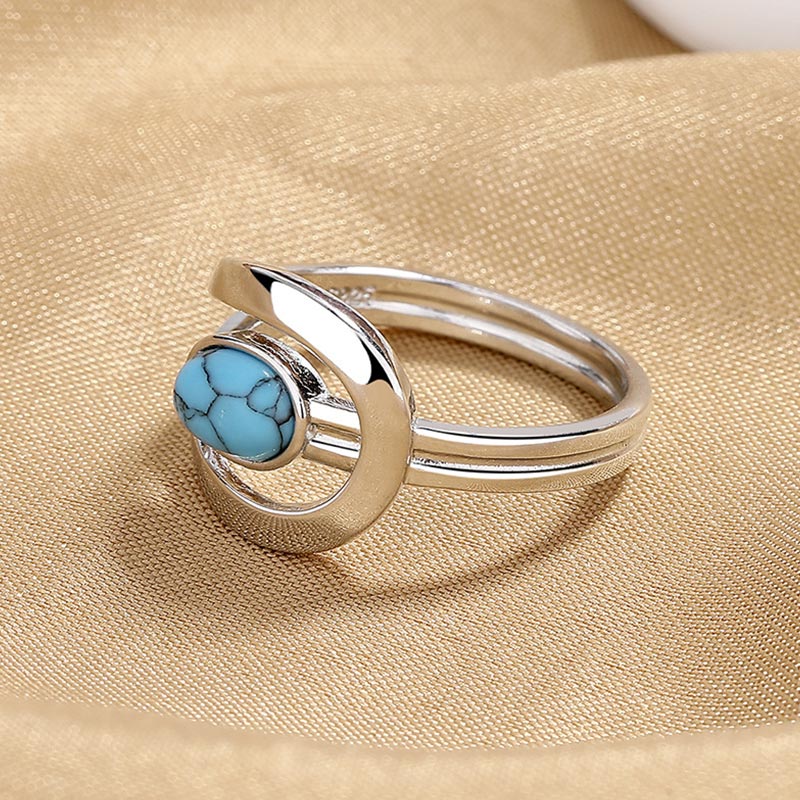 Olivenorma Stainless Steel Vintage Blue Turquoise Ring